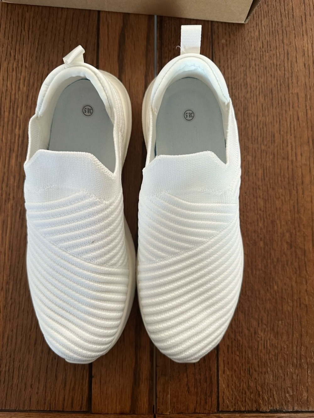 Slip-On Knit White Women's Sneakers - Picture 2 of 6